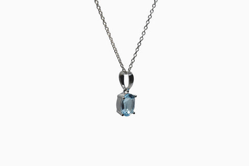 Divya दिव्या | Blauer Topas | Halskette | Silber | Rhodiniert